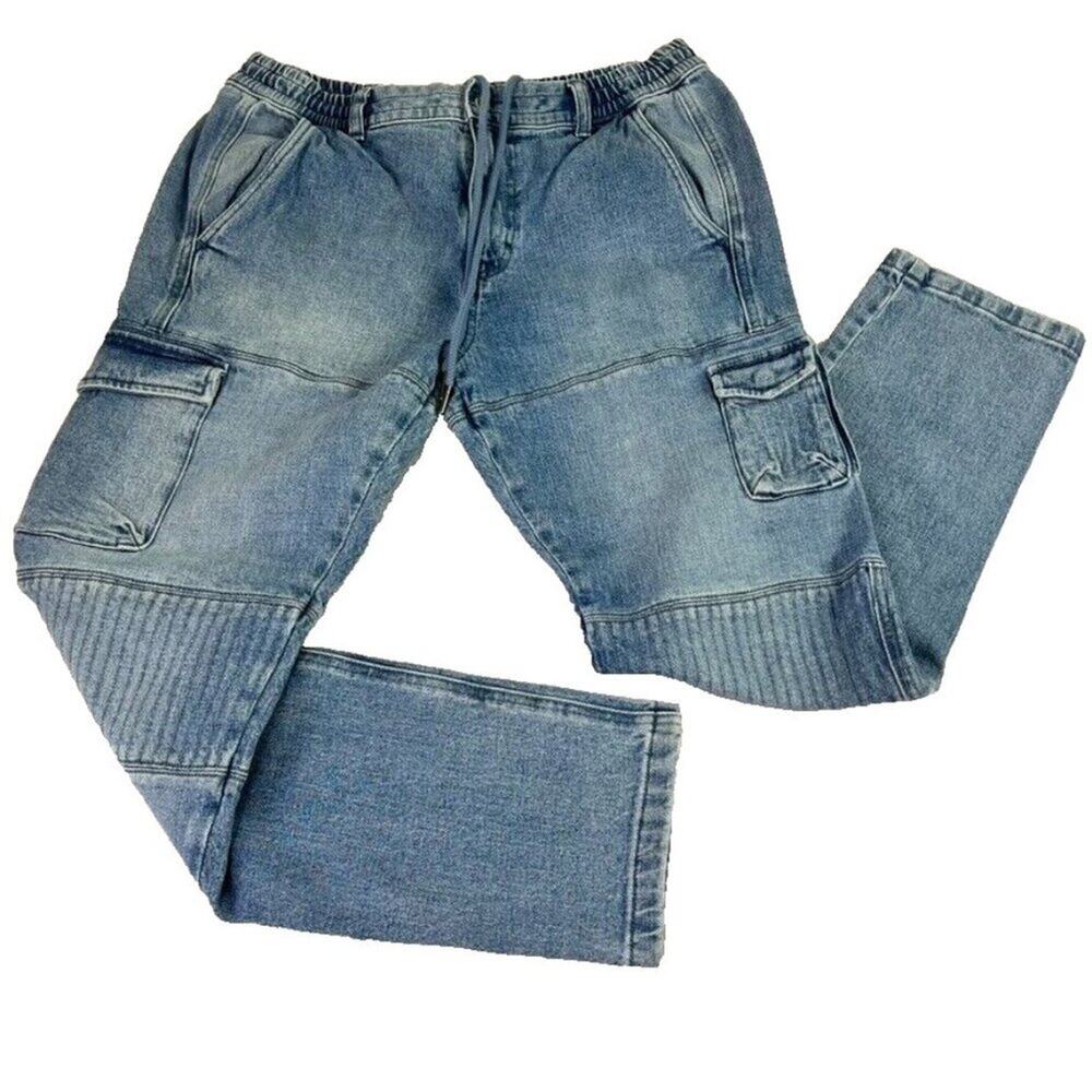 Pacsun Jeans Women's Size M 30 x 28 Patchwork High Rise Cargo Utility Drawstring